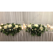 Load image into Gallery viewer, Ann Floral For Bridal Table Space 3 Height Pillar Candles On Mirror Between (1 Meter)