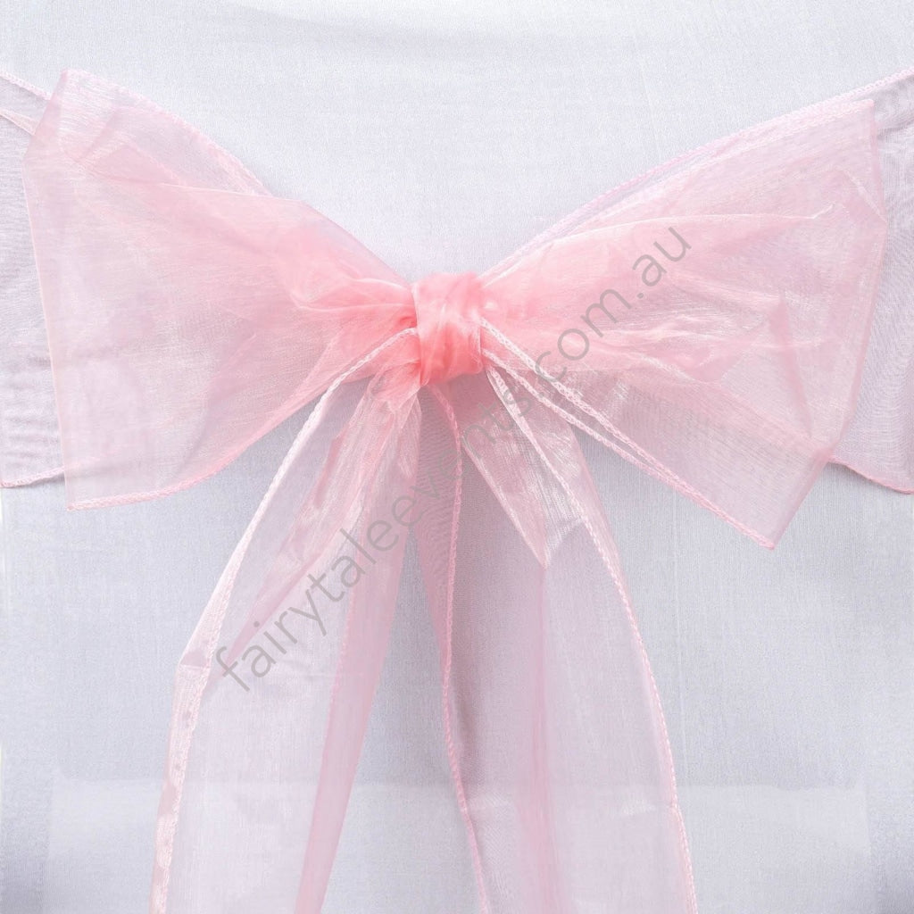 Pink organza chair sash Fairytale Events Pty Ltd