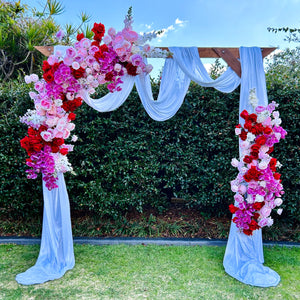 Lola floral on wooden arbour with drape