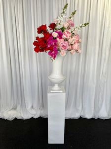 Rectangle plinth with slimline urn & Lola floral