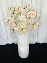 Load image into Gallery viewer, White round cylinder plinth with Alanah floral
