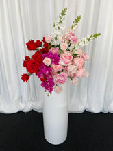 Load image into Gallery viewer, White round cylinder plinth with Lola floral
