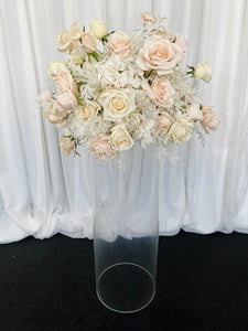 Clear round cylinder plinth with Alanah floral