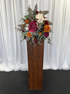 Rustic wooden plinth with Mackenzie floral