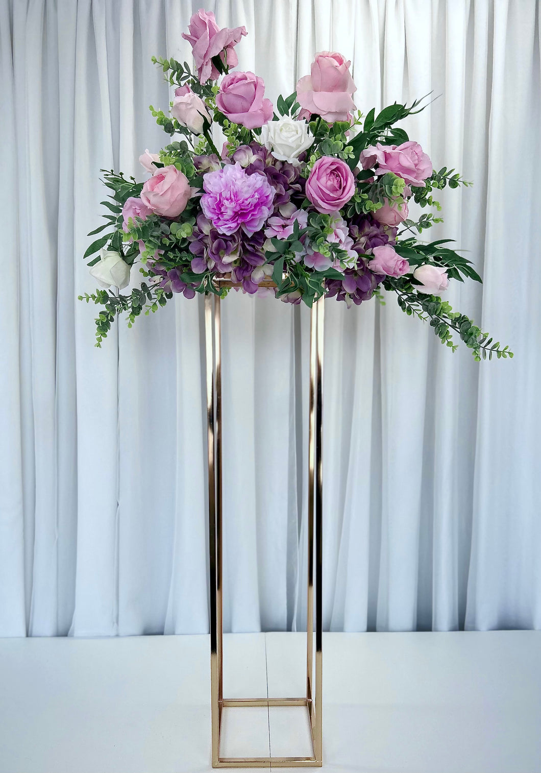 Esther floral on gloss gold rectangle flower stand