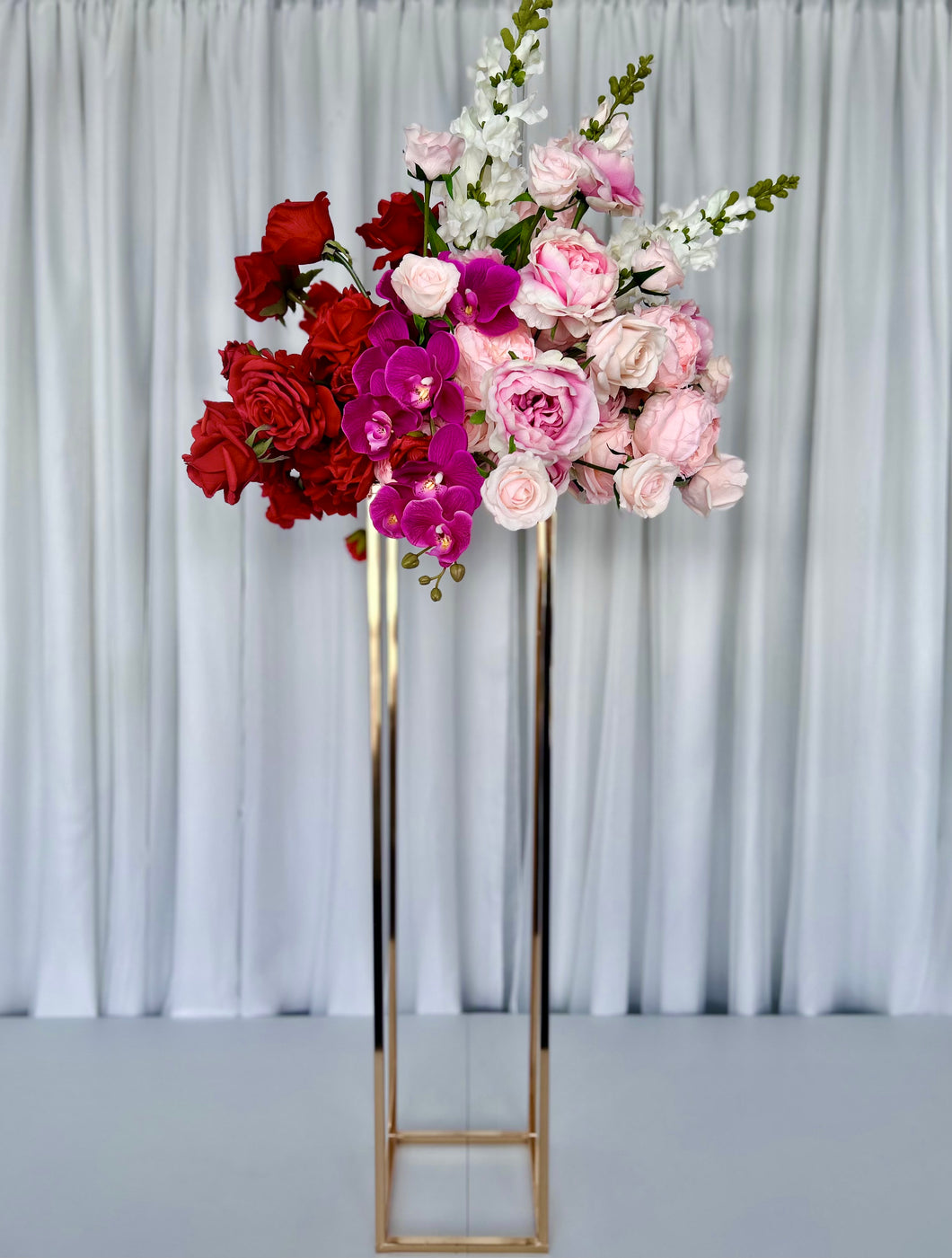 Lola floral on gloss gold rectangle flower stand