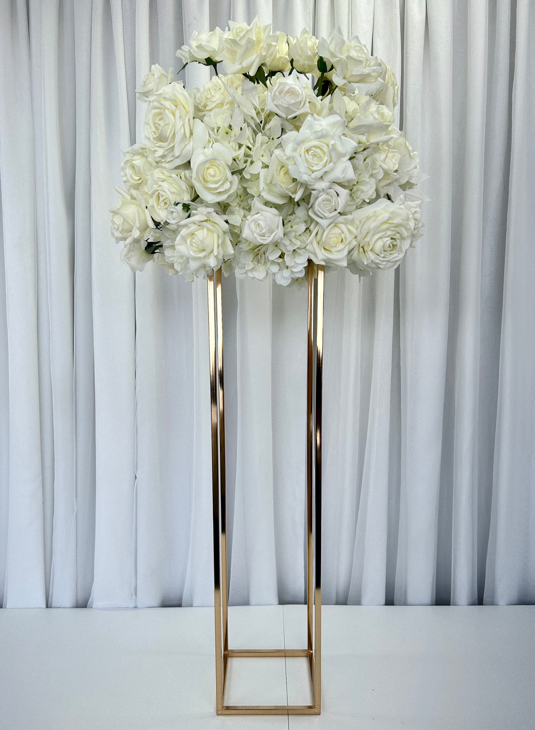 Eve floral on gloss gold rectangle flower stand