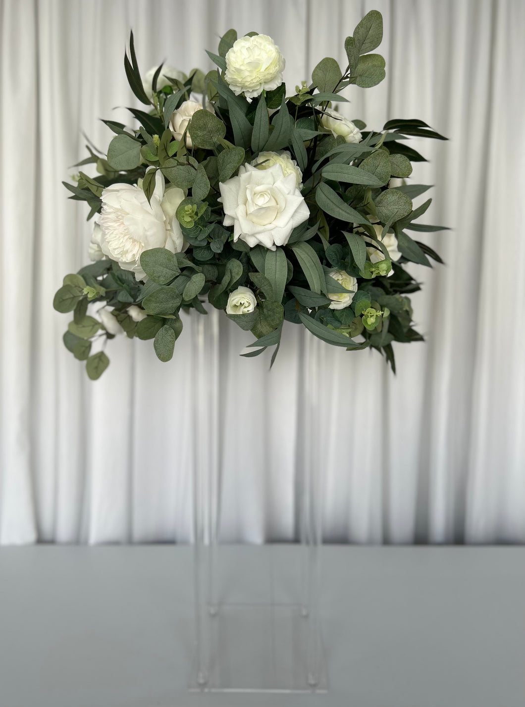 Sarah floral on clear rectangle flower stand