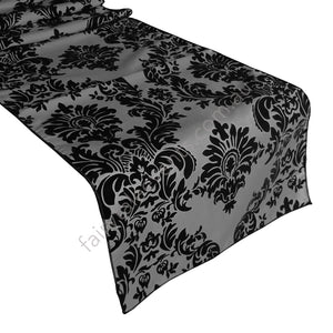Black And Silver Damask Table Runner