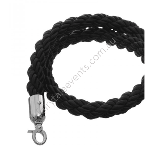 Black Bollard Rope With Silver Clip