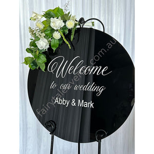 Black Round Sign With Ann Floral On Black Easel