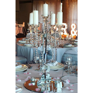 Elegant Crystal Candelabra With Pillar Candles