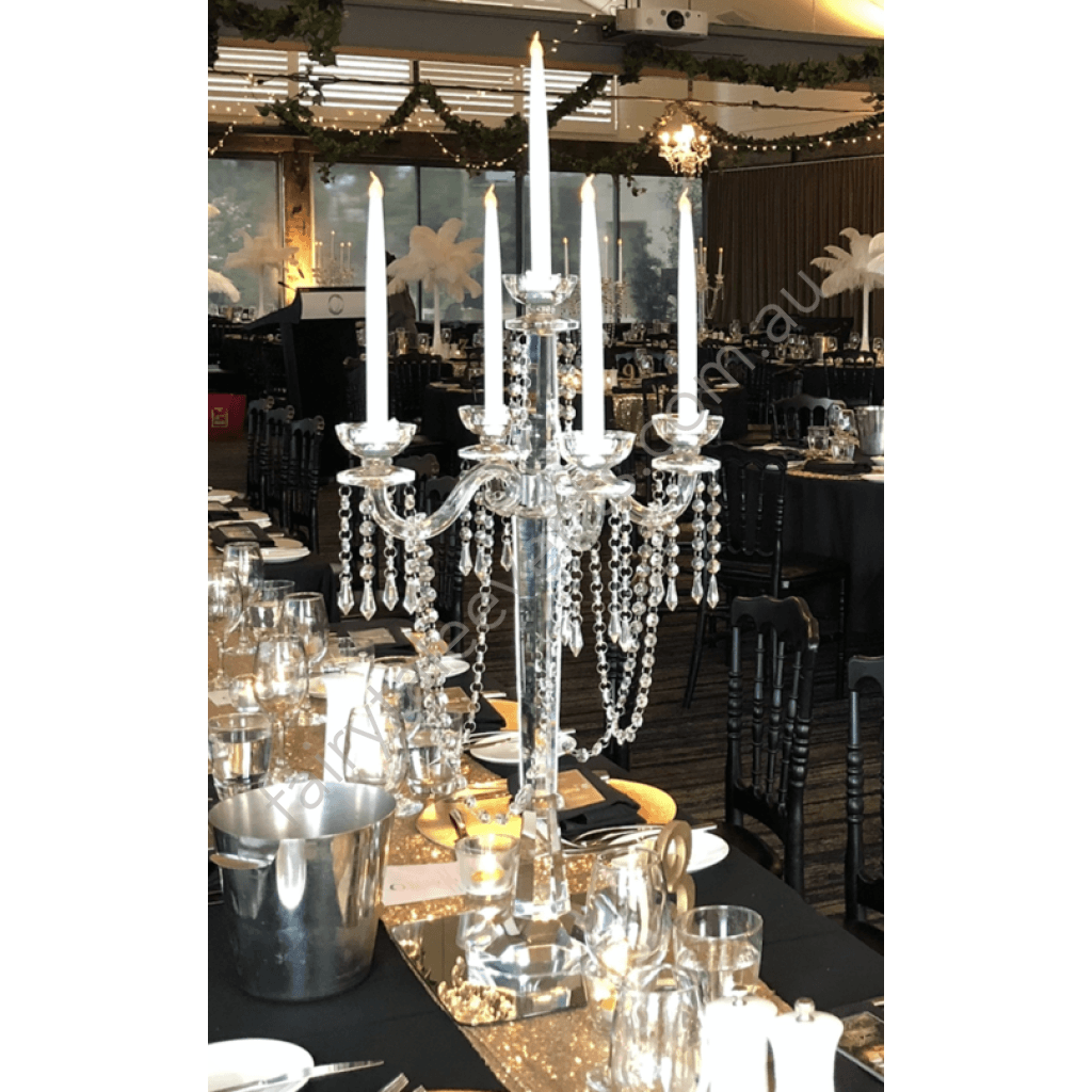 Elegant Crystal Candelabra With Taper Candles