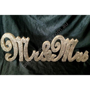 Gold Glitter Mr And Mrs Sign