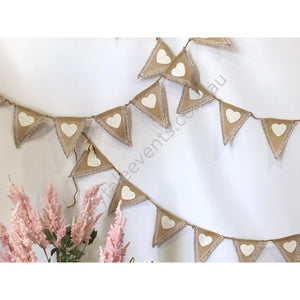 Hessian And Lace Heart Bunting