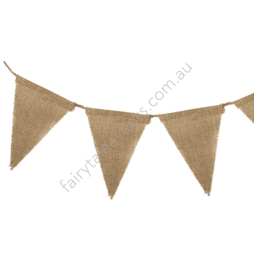 Hessian bunting (ceiling decor) – Fairytale Events Pty Ltd