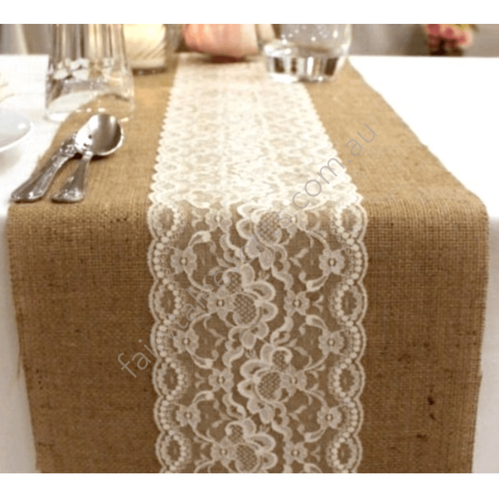Hessian & Lace Table Runner