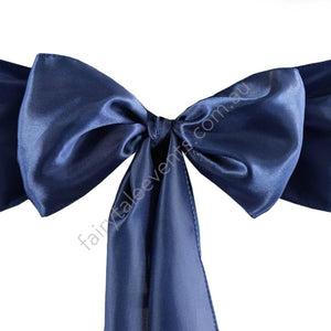 Navy Satin Chair Sash