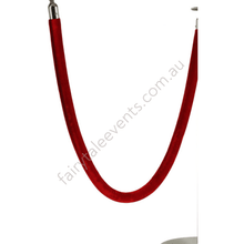 Load image into Gallery viewer, Red Velvet Bollard Rope With Silver Clip
