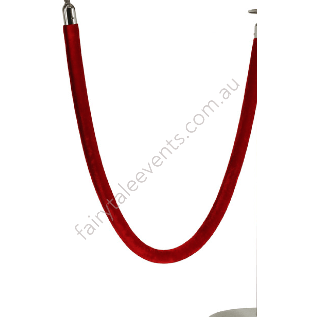 Red Velvet Bollard Rope With Silver Clip