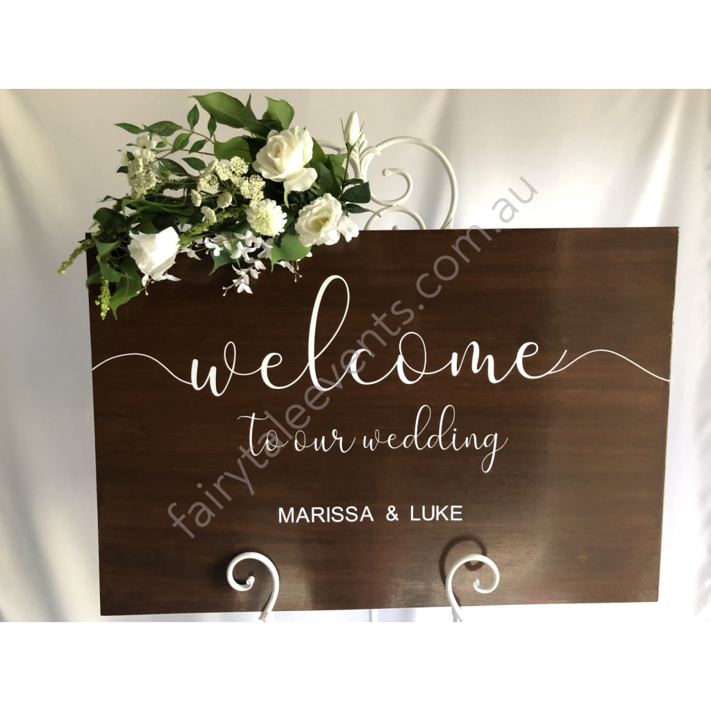 Rustic Wooden Sign With Ann Floral On White Easel
