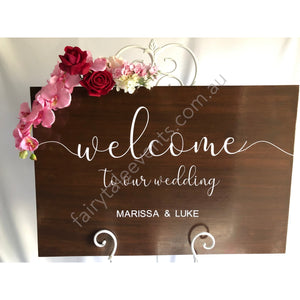 Rustic Wooden Sign With Lola Floral On White Easel