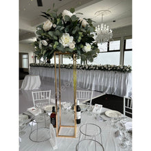 Load image into Gallery viewer, Sarah Floral On Gloss Gold Rectangle Flower Stand
