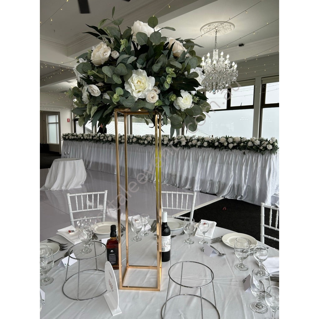Rectangle Flower Stand Sarah floral on gloss gold rectangle flower stand – Fairytale Events ...