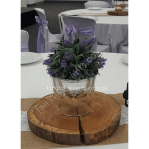 Silver Or White Flower Bucket With Lavender Ball