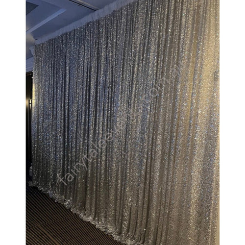 Silver Sequin Curtain Backdrop Minimum Length 3M