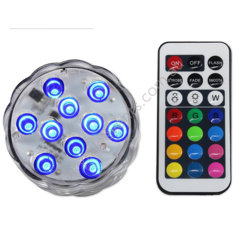 Submersible multi coloured LED round light – Fairytale Events Pty Ltd