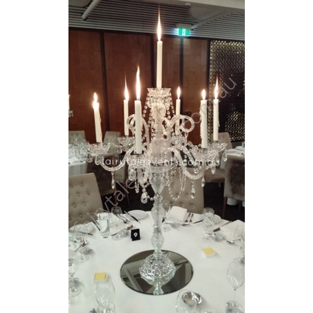 Vintage Crystal Candelabra With Taper Candles