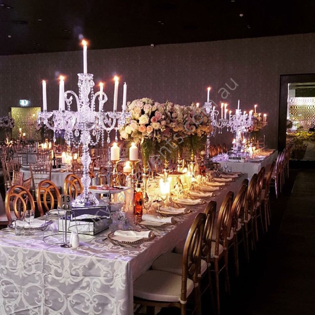 Vintage Crystal Candelabra With Taper Candles