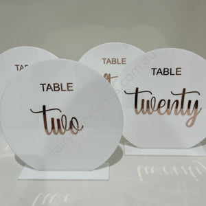 White Round Table Numbers
