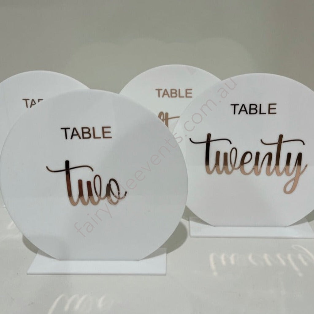White Round Table Numbers