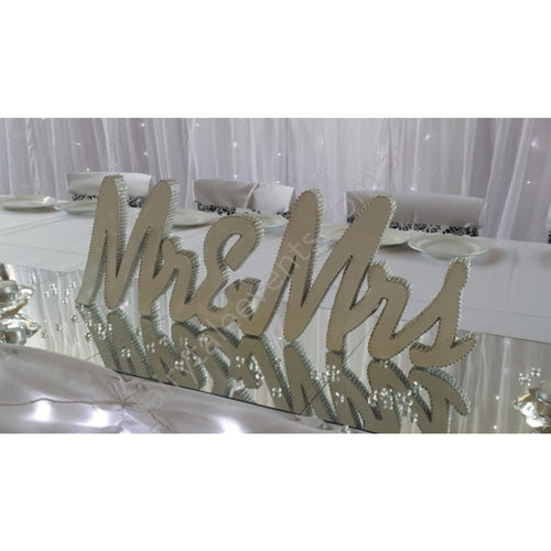 White With Diamante Mr And Mrs Sign
